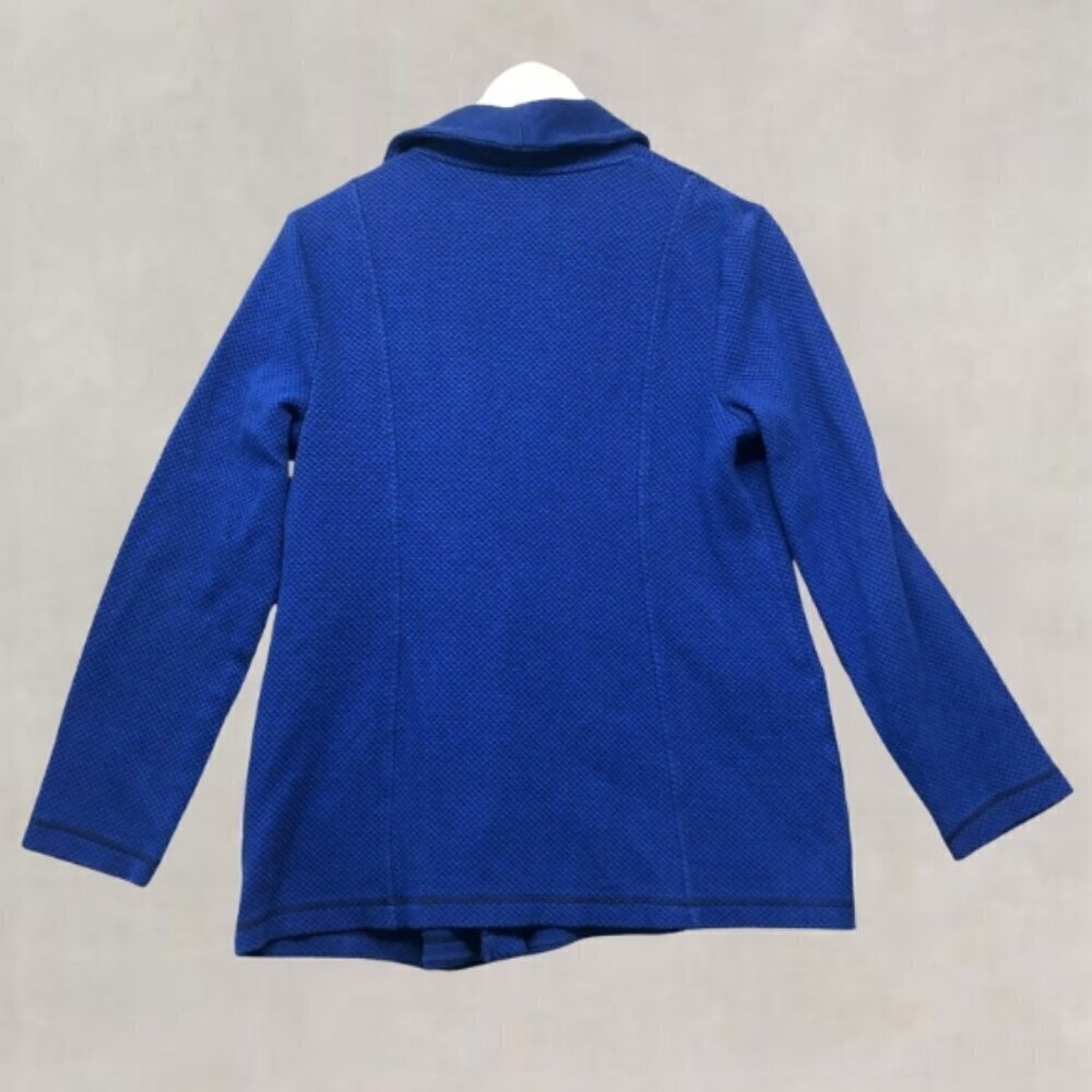 Talbots Jacket Shawl Collar Seaming Detail Half Zip Moto Style Blue Petite Large - Picture 3 of 11